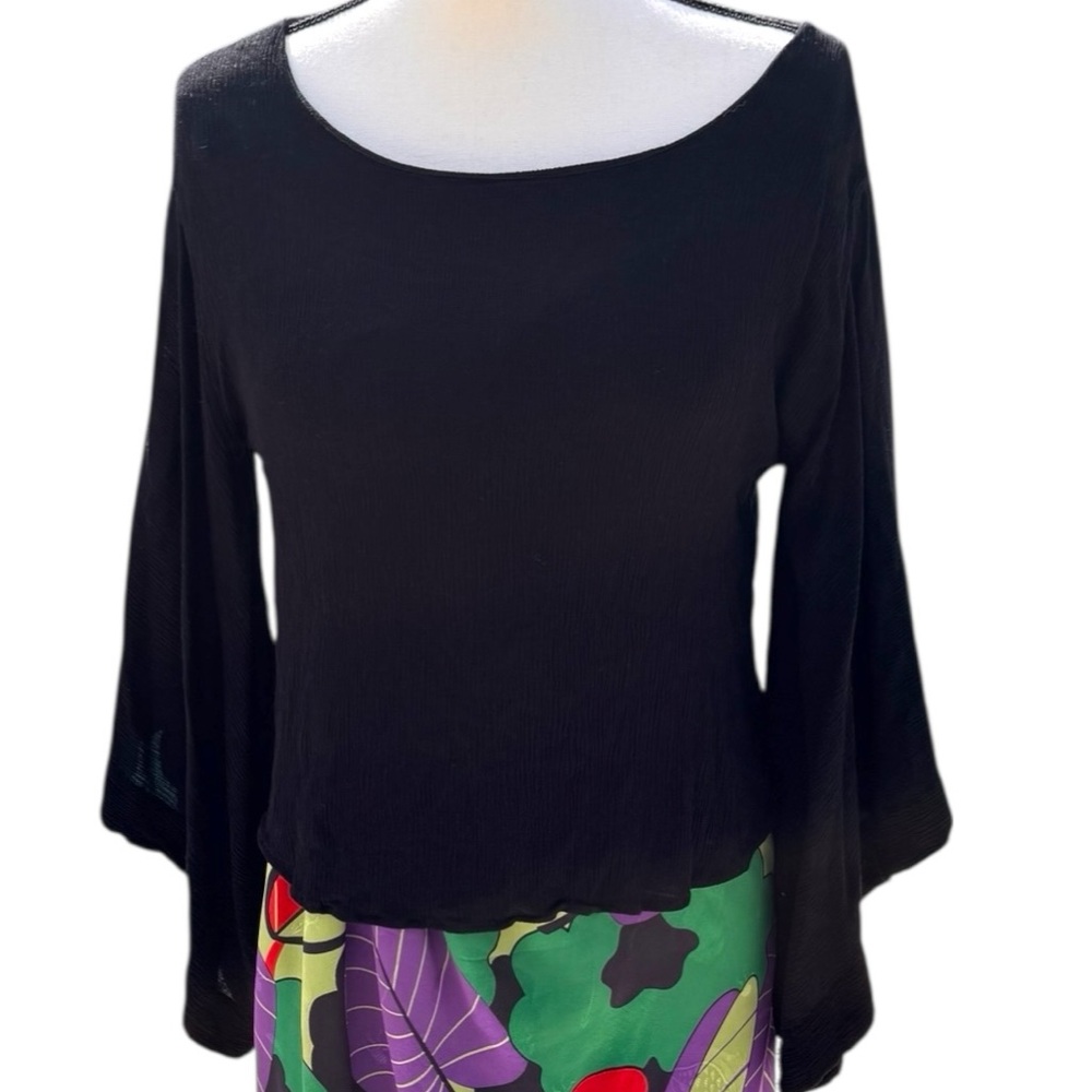 Farm Rio Bat Wing Black Top Medium